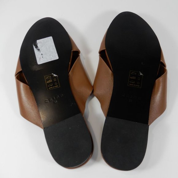 Reiss Brooke Slide Flat SANDALS Size 38 7.5 Brown Leather NEW $225 - Picture 10 of 15